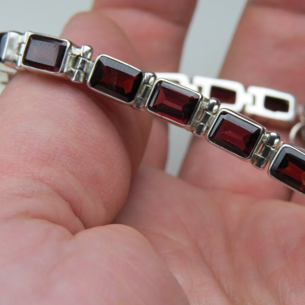 Sterling Silver Garnet Bracelet